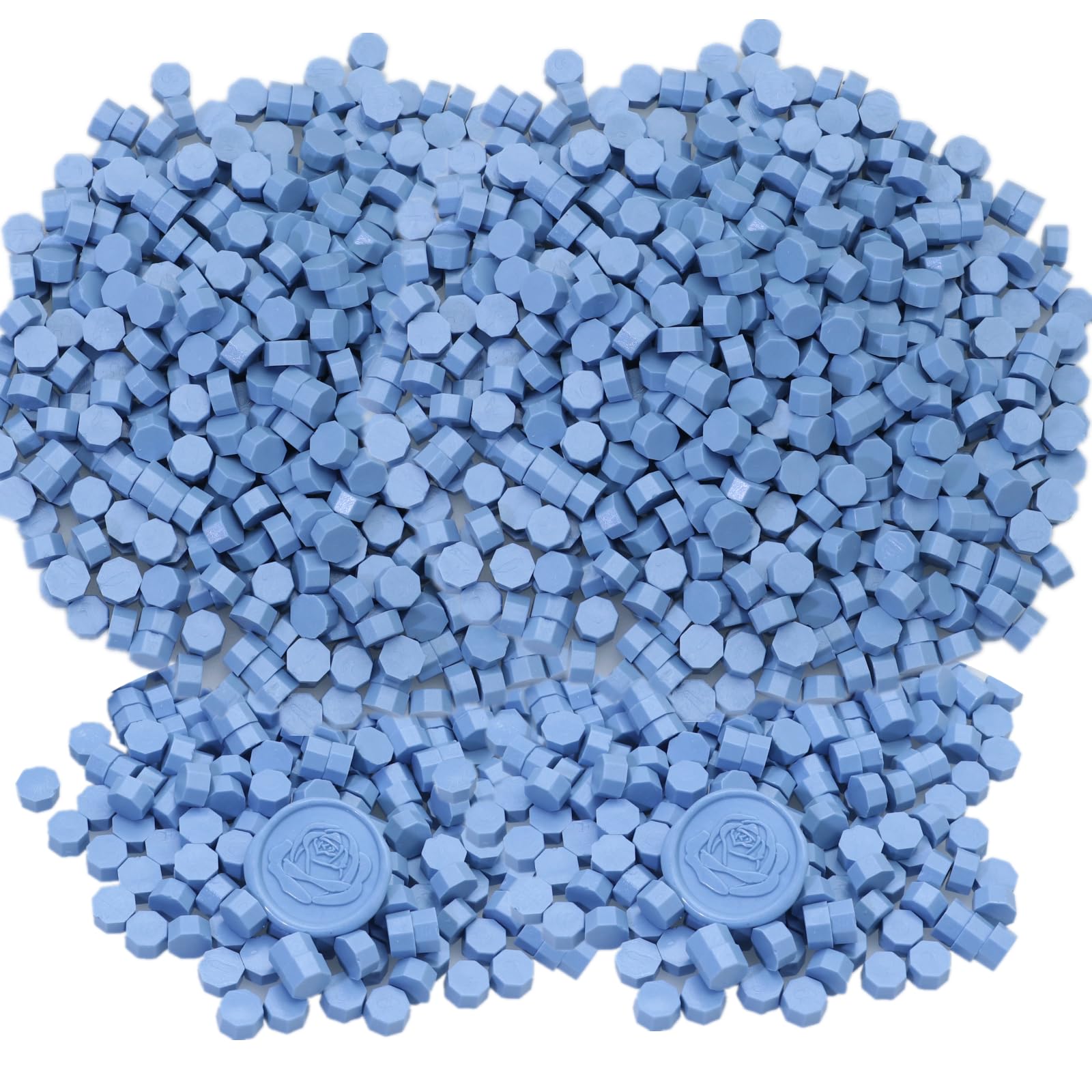 Sealing Wax Beads Kit - 600pcs Dust Blue Wax Seal Beads for Wedding Invitations & Christmas Envelopes