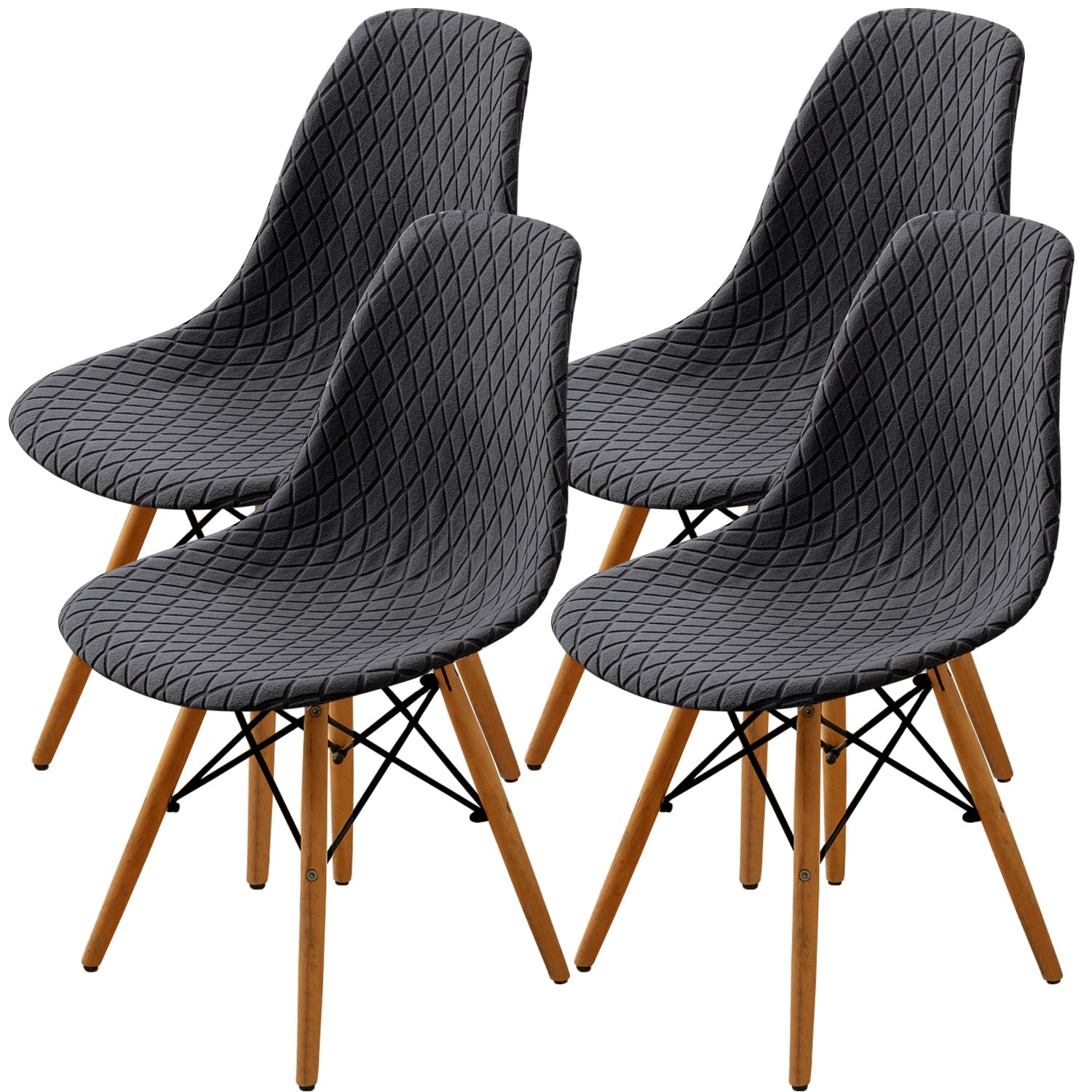 SHENGYIJING Dining Chairs Covers Set of 2/4/6,Style Shell Dining Chair Mid Century Modern Chair Sipcover,Upholstered Dining Accent Side Chair Covers (Grey,4 Pieces), Gray