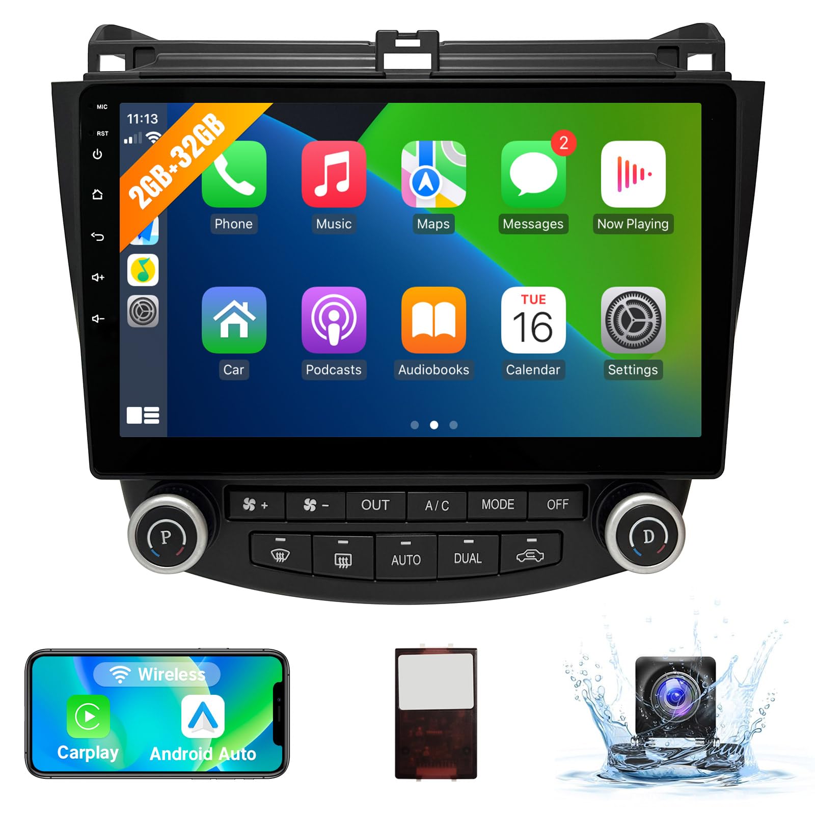 Photo 1 of Leadfan Car Stereo Radio Support Wireless CarPlay & Android Auto for Honda Accord 7th 2003 2004 2005 2006 2007, 10.1 Inch IPS Touch Screen Bluetooth Car Stereo with GPS Navigation WiFi Backup Camera