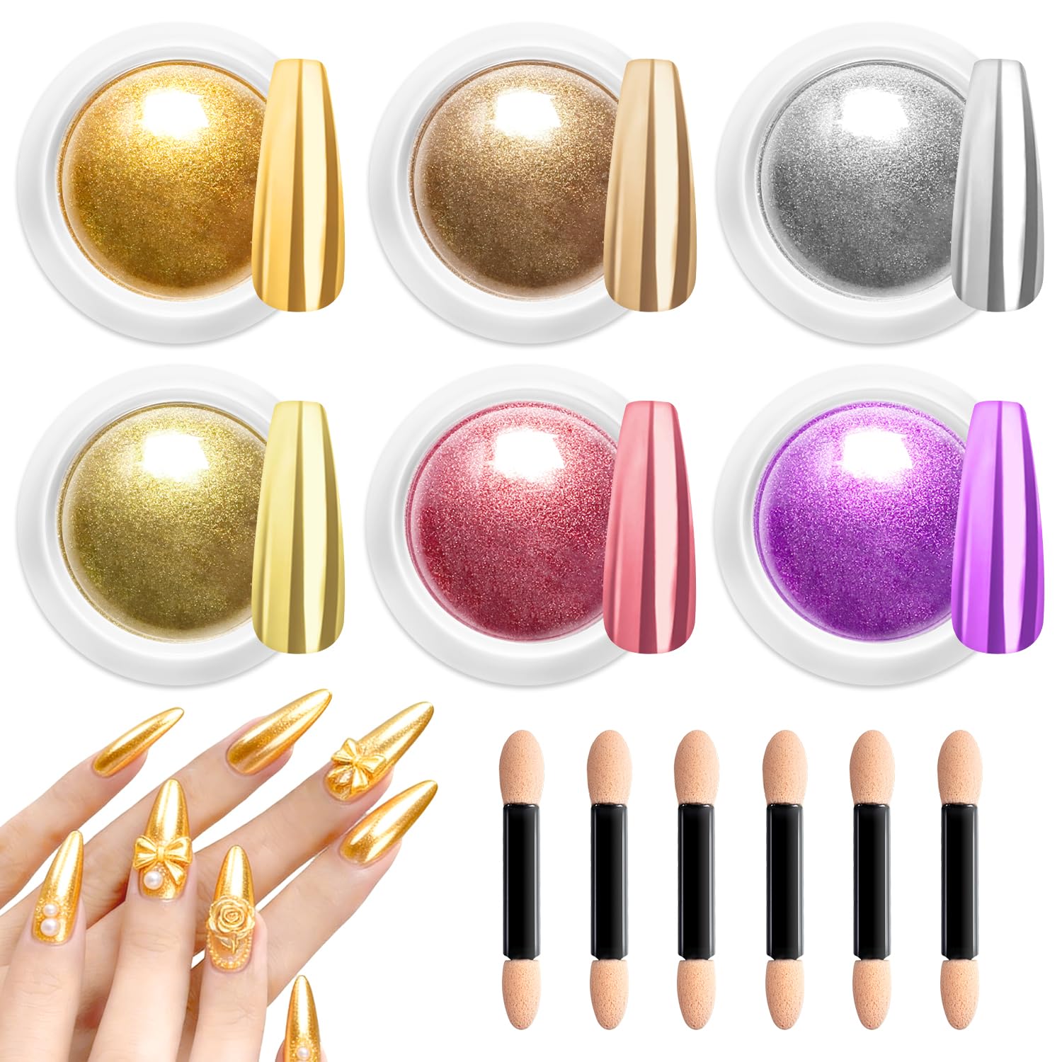 BISHENGYF Gel Nail Polish, Pure White Natural Gel Polish French Nail Design, Long Lasting, Chip Resistant, Translucent 10 ml (Requires Drying Under UV LED Lamp) (Gold Silver Copper) — image 1