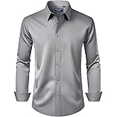 Alimens & Gentle Men's Dress Shirt Regular Fit Stretch Stain Shield Long Sleeve Solid Business Wedding Button Down Shirts