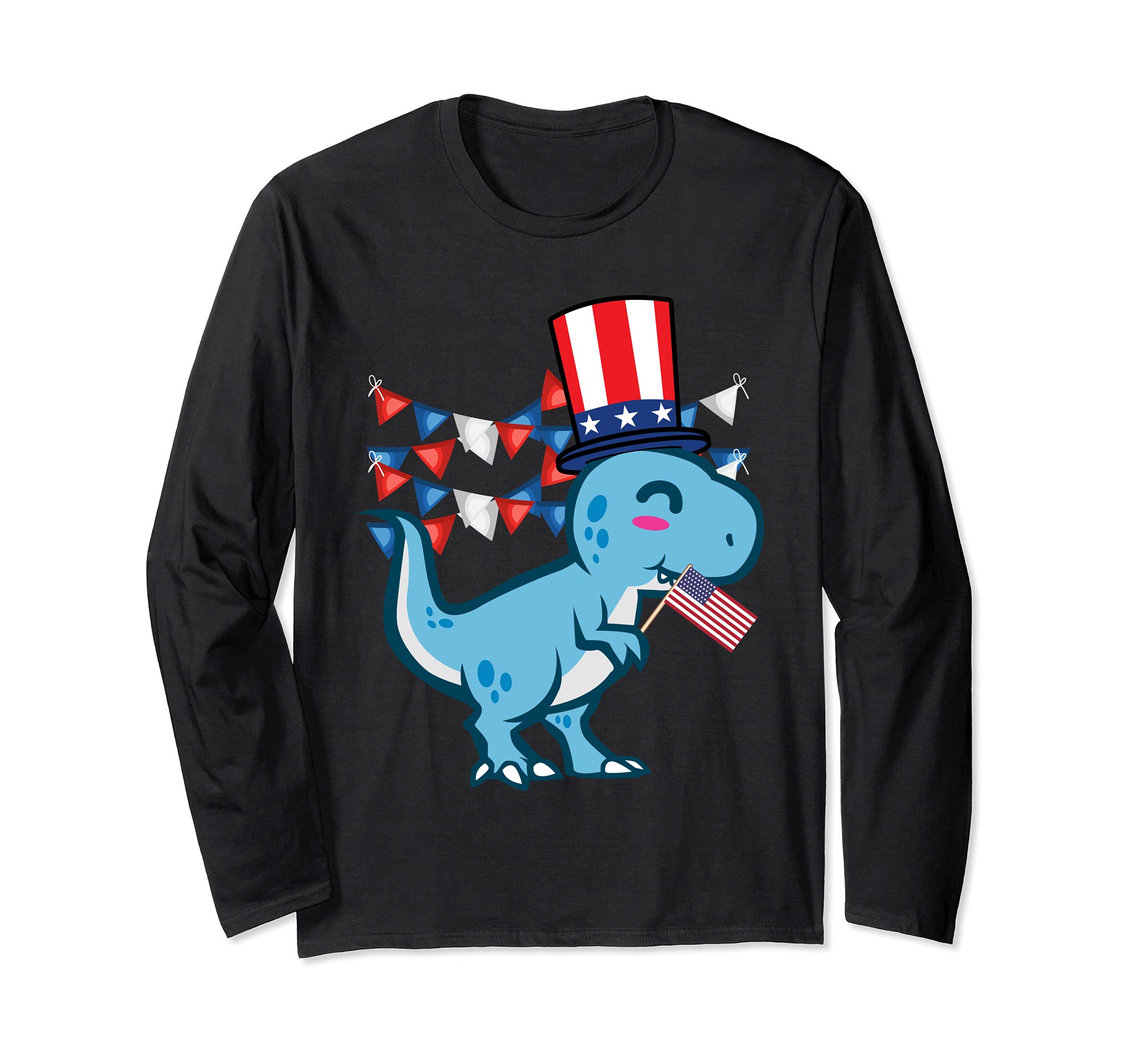 4th of July Independence Day America T-Rex Dinosaur Long Sleeve T-Shirt