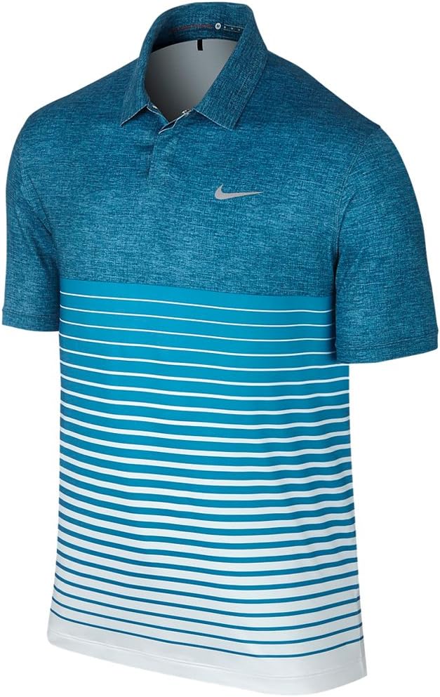 NIKE TW Bold Stripe Men's Golf Polo Shirt $100-Large, Blue Force