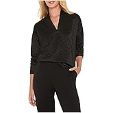 NIC+Zoe Womens Petite Sparkle Stripe Everyday Top