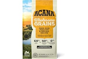ACANA Wholesome Grains Dry Dog Food, Free-Run Poultry, Real Chicken & Turkey and Eggs Dog Food Recipe, 22.5lb