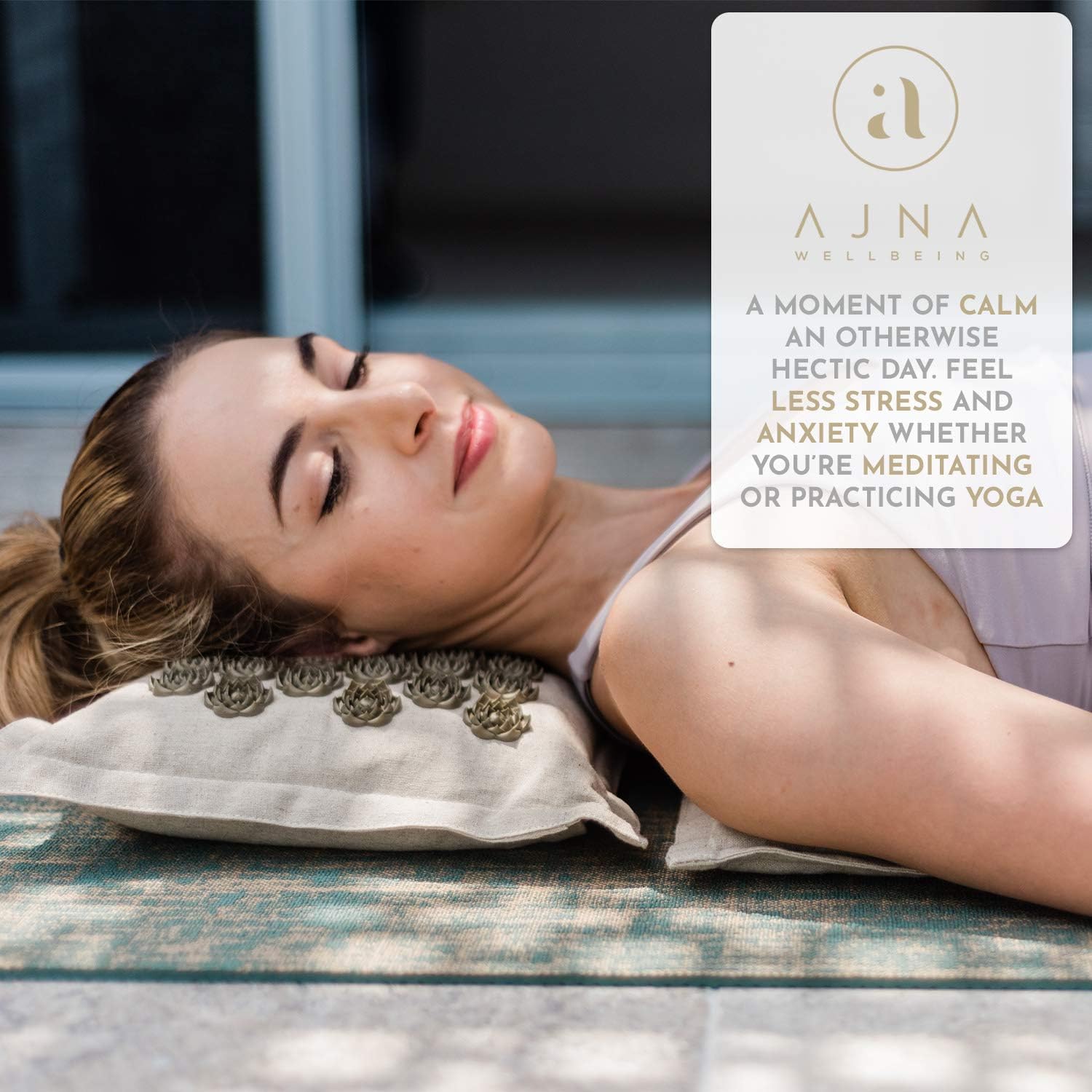 Ajna Acupressure Mat and Pillow Set - Natural Organic Linen Cotton Acupuncture Mat & Bag - Back Pain Relief, Neck Pain Relief, Stress Reliever, Reflexology, Sciatica, Trigger Point Therapy - Eco Luxe: Health & Personal Care