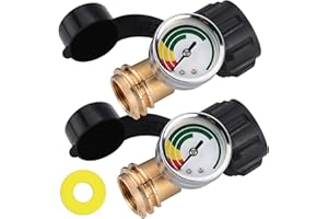 INZIZIK UPGRADED Propane Tank Gauge Level Indicator 2 PCS with Color Coded Dial for 5lb-40lb Propane Tank, Propane Gas Pressure Gauge with QCC1/ Type1 Connection for Gas Grill, Cylinder, RV Camper etc