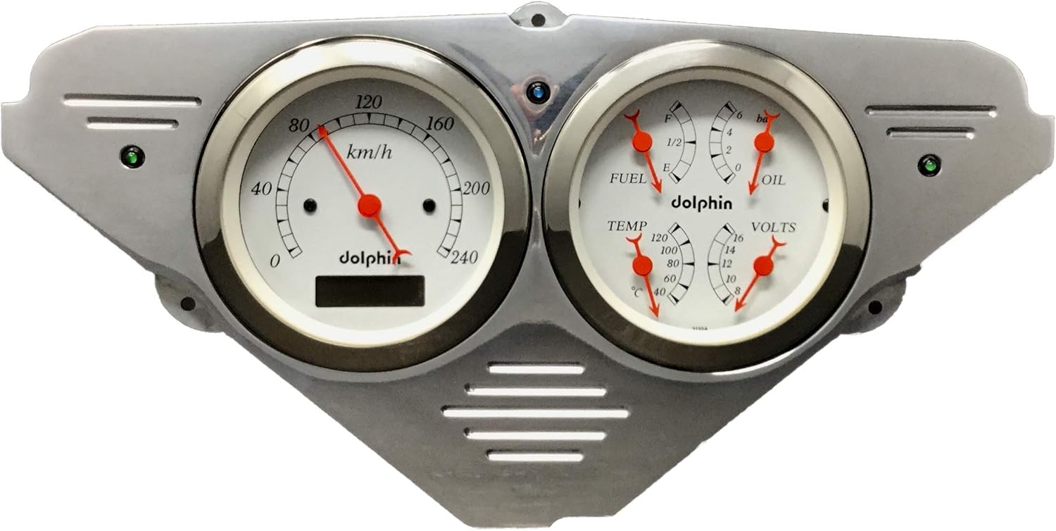 1955 1956 1957 1958 1959 Chevy Truck 3 3/8 Quad Style Metric Gauge Dash Cluster Panel Programmable White