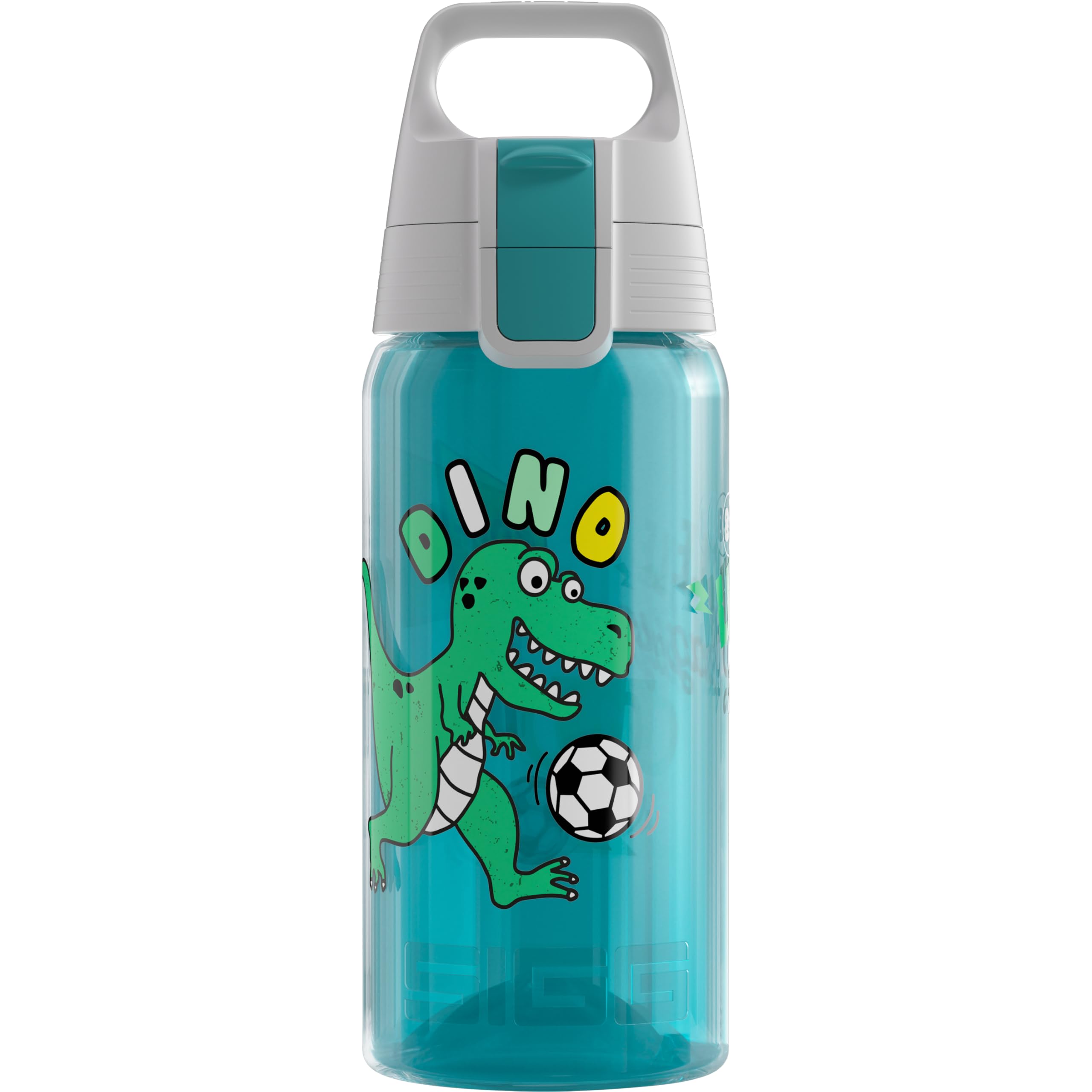 Sigg - Sports Water Bottle For Kids - Viva One Football Dino - Suitable For Carbonated Drinks - Leakproof - Dishwasher Safe - BPA Free - School & Bike - Light Blue - 0.5L