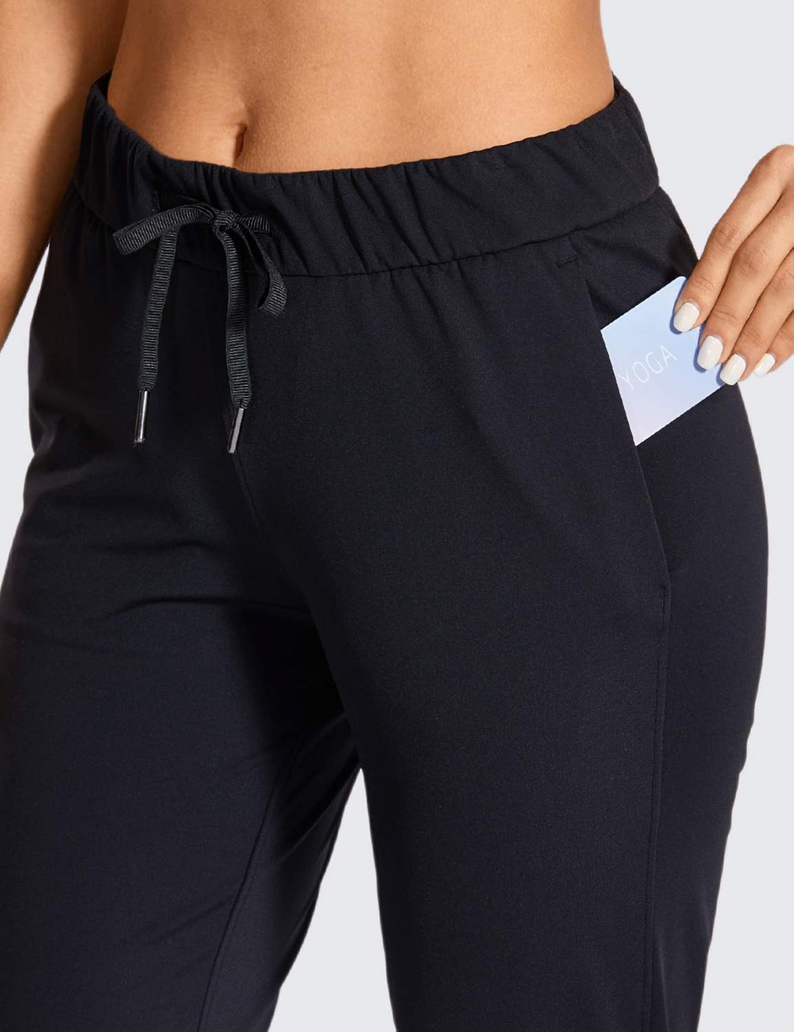 CRZ YOGA Women's Stretch Lounge Sweatpants Travel Ankle Drawstring 7/8 Athletic Track Yoga Dress Pants at  Women’s Clothing store