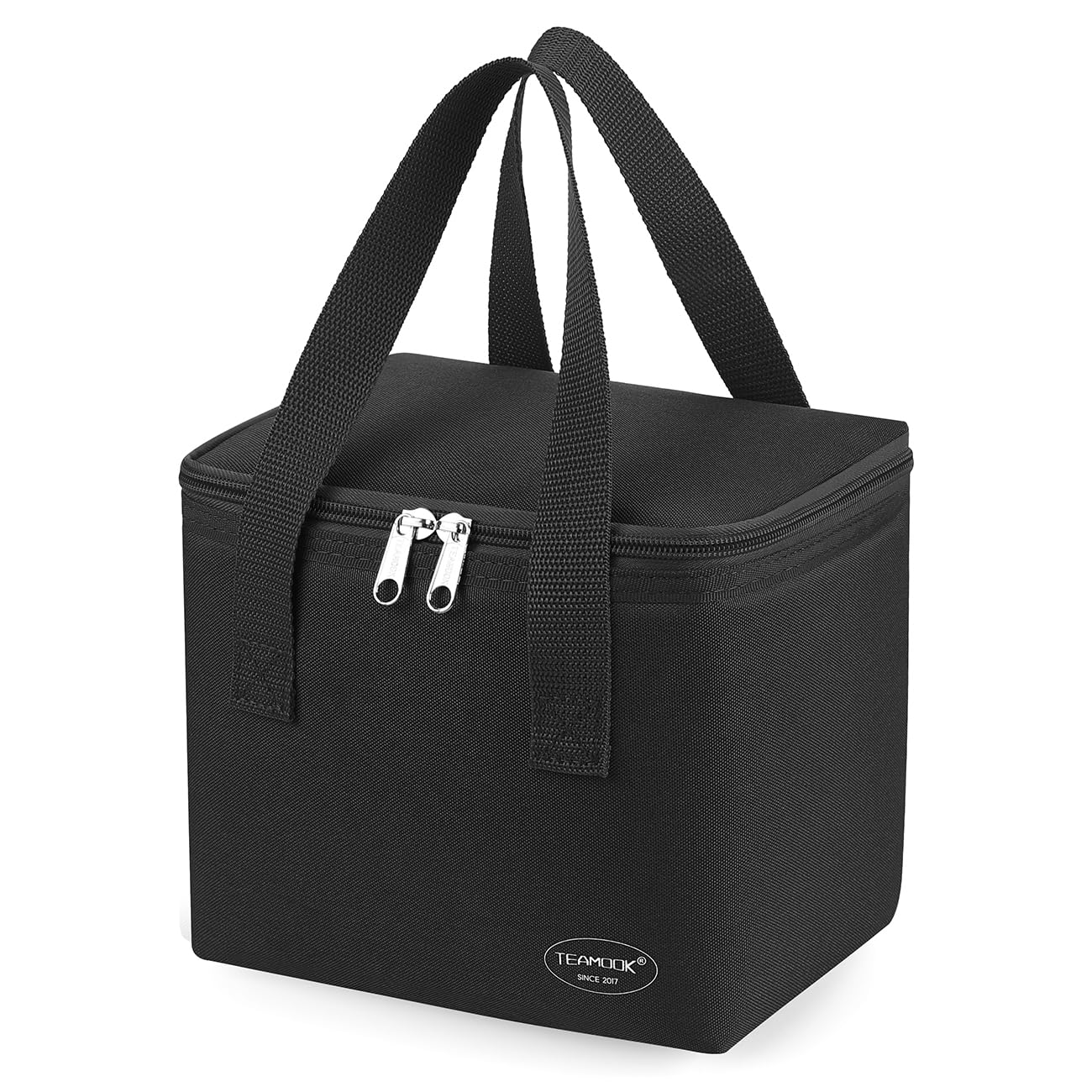 TEAMOOK Small Cool Bag Leakproof Waterproof Soft Insulated Lunch Bag for Adults and Kids 6 Cans (Black)