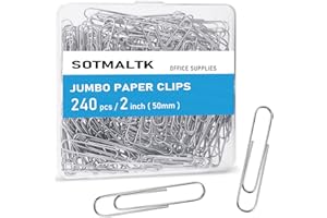 SOTMALTK Jumbo Paper Clips, 240pcs 2 Inch Large Silver Paper Clip, Big PaperClips for Paperwork Office School and Personal Use