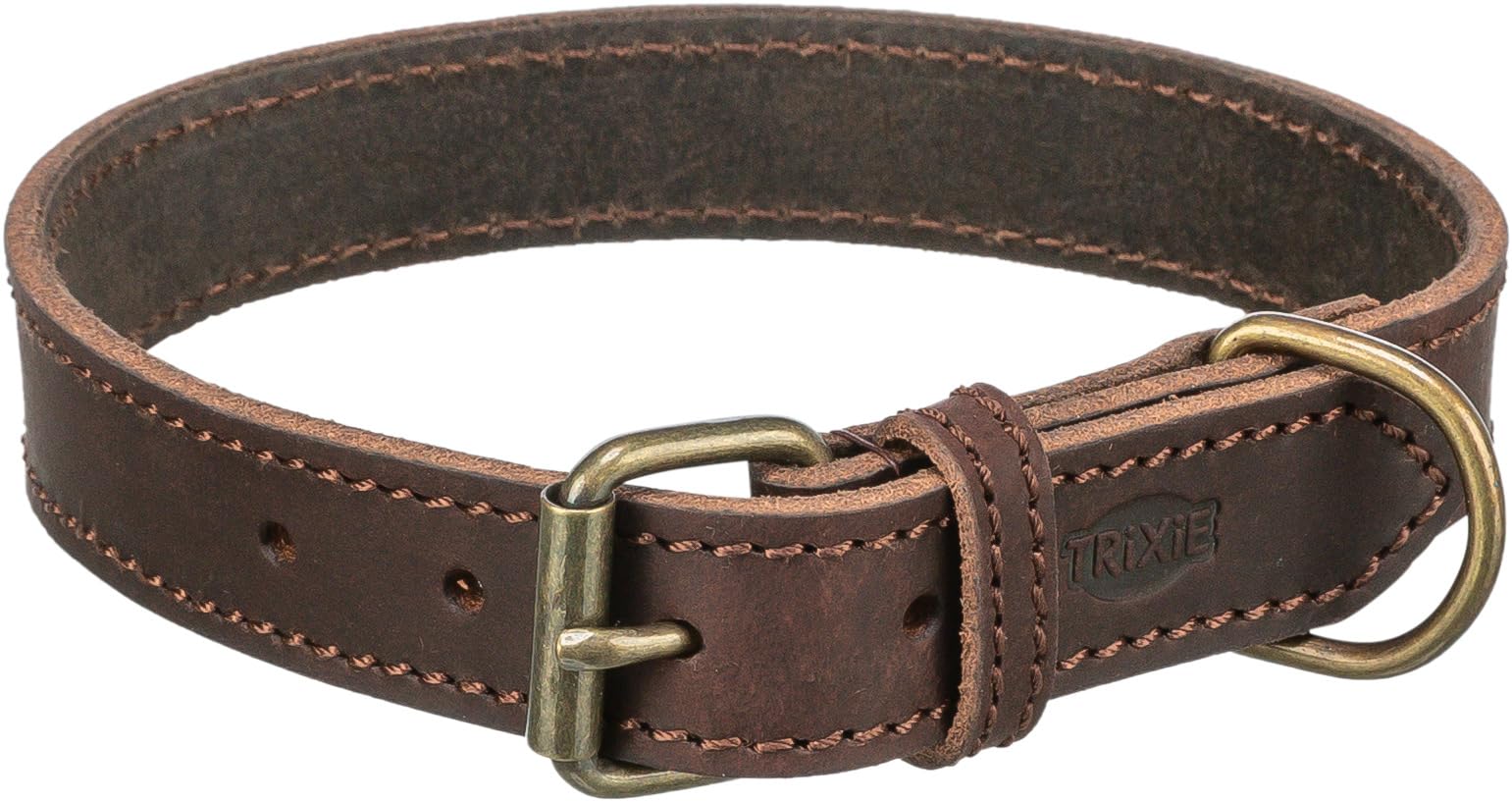 TRIXIE Rustic Fatleather Collar, S-M: 34-40 cm/25 Mm, Dark Brown, 0.094 kg