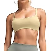 QUEENIEKE Womens Spaghetti Strap Sports Bras for Women Padded Yoga Bra Workout Wireless Crop Comfy Athletic Tops