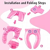 Maliton Potty Training Toilet Seat for Baby Girls Pink Owl Foldable Travel view 4