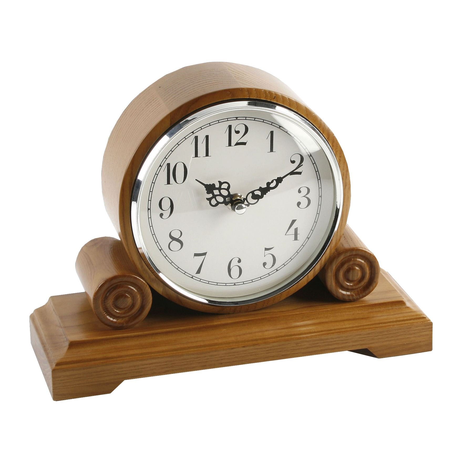 BARREL SHAPE OAK FINISH WOODEN MANTEL CLOCK WITH ARABIC DIAL 180X250X90MM W2649OAK