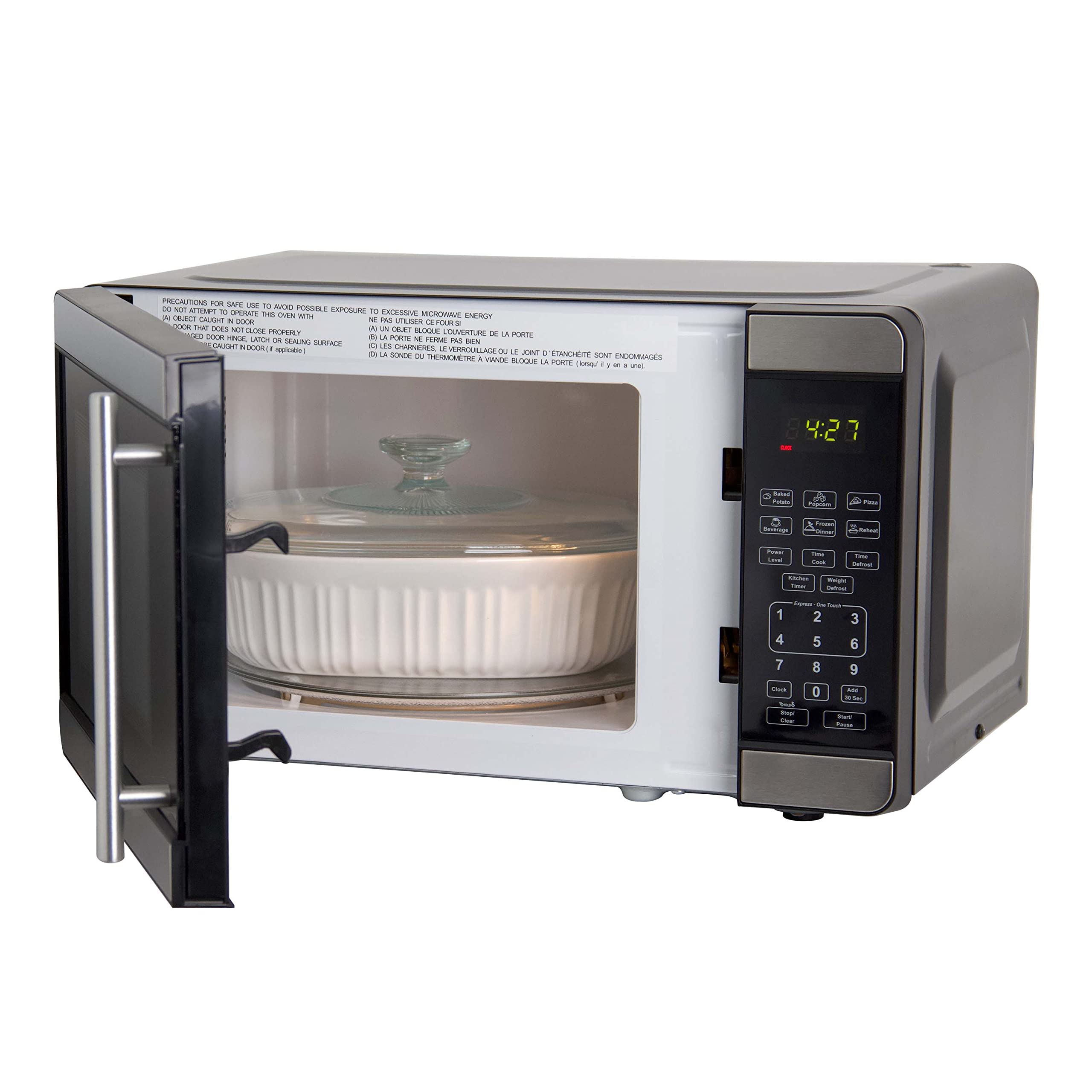Avanti MT7V3S Microwave Oven 700-Watts Compact with 6 Pre Cooking Settings, Speed Defrost, Electronic Control Panel and Glass Turntable, 0.7-Cu.Ft, Metallic