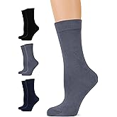 LAETAN Women's Bamboo Dress Socks, Crew for Business Trouser Casual, Soft, Thin & Seamless, Size 6-9/9-12 (3, 4 or 5 Pairs)