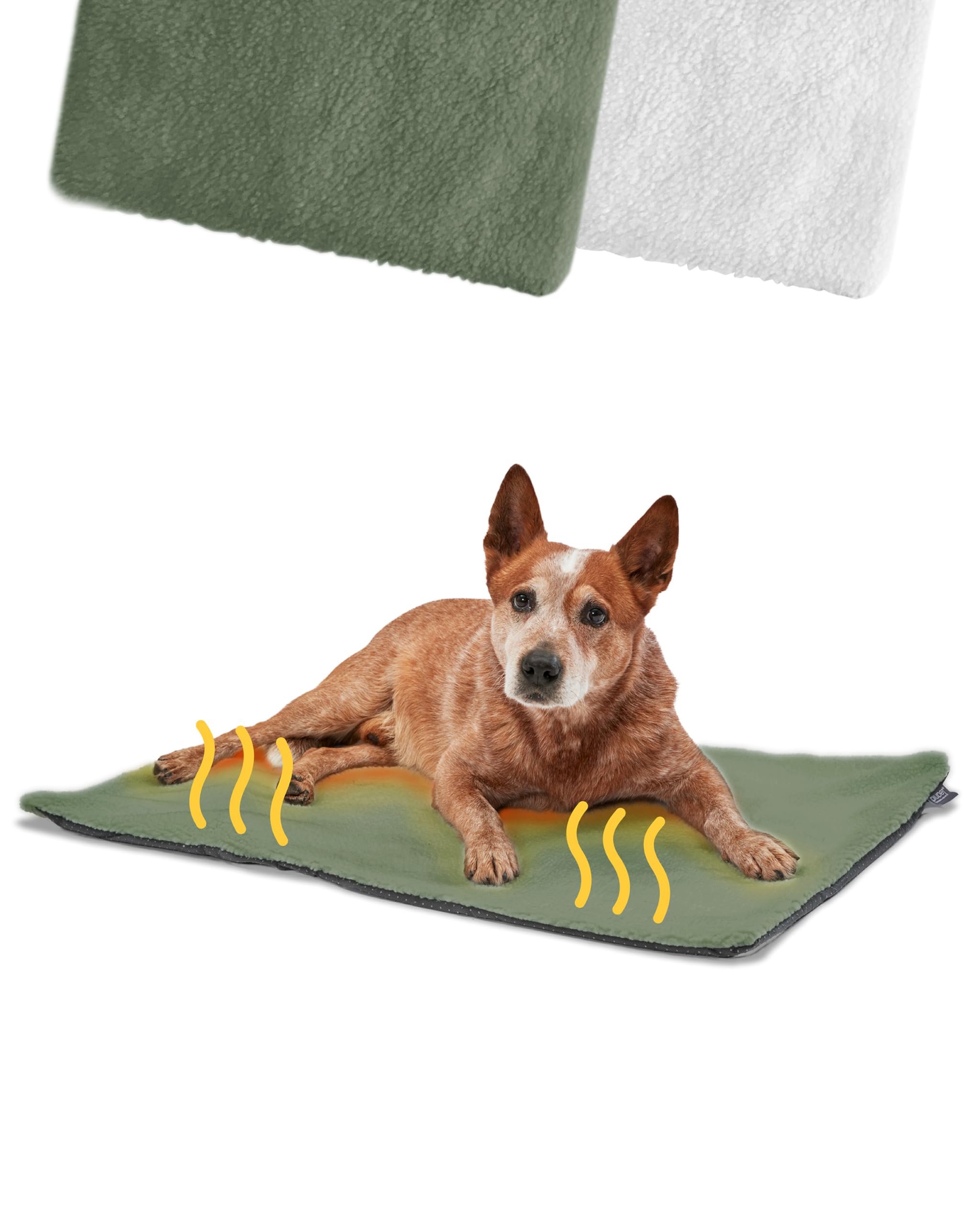 PiuPet® Self Heating Blanket for Dogs I 90x60cm I Dog Blanket without electricity I Dog Mat I Self Heated Cozy Dog Bed I Dog Pet Mat I Heated Dog Blankets Washable | Dog Fleece Blankets (Green)