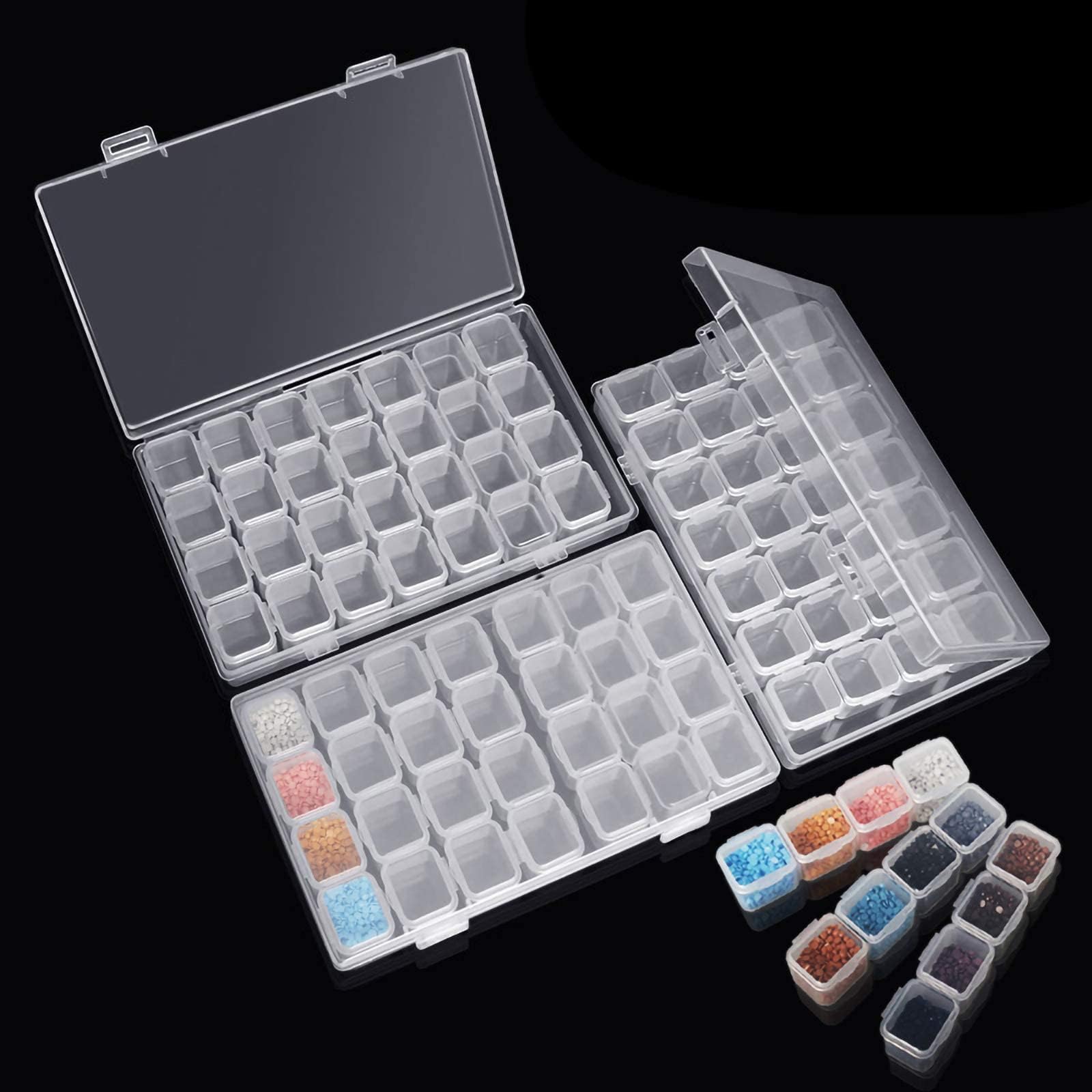 3 Pack Diamond Embroidery Box, Each Diamond Storage Box with 28 Mini Compartments Grids, 5D Painting and Cross Stitch Tools Accessory Containers for DIY Art Craft