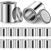 Vesici 16 Pack Empty Metal Paint Cans with Lids 0.84 Pint Paint Can Empty Unlined Can Small Multipurpose Metal Pail Buckets Storage Containers for Crafts DIY Project Adhesives(Silver)