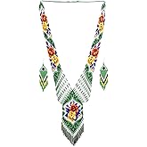 Native Tribal Style Long Statement Beaded Necklace for Women Handmade