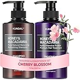 KUNDAL Korean Shampoo and Conditioner Set [Cherry Blossom] Salon-quality, Long Lasting Scent, Moisturizing, Sulfate-Free, Argan & Macadamia Oil, Korean Hair care,16.9 fl oz each, Valentines Day Gifts