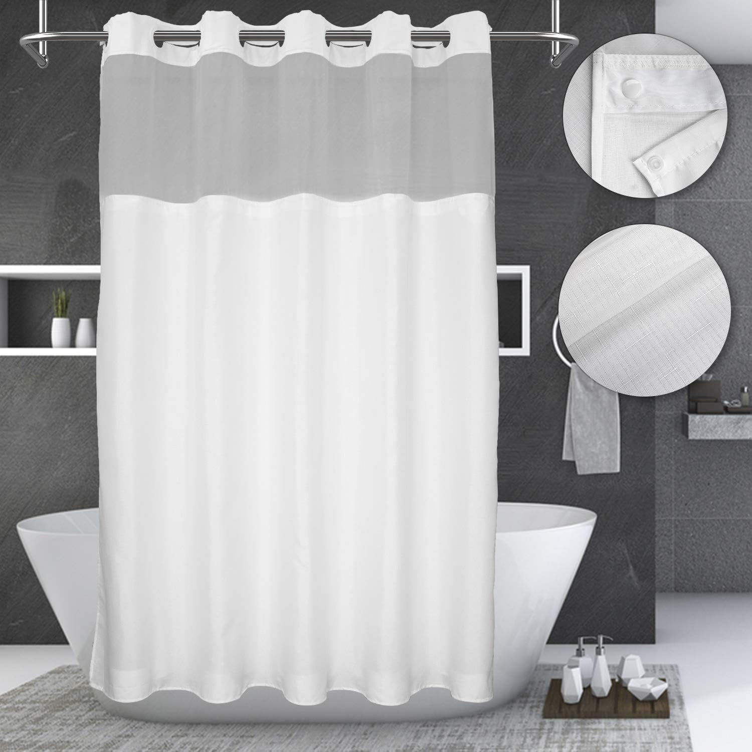 Shower Curtains, Hooks & Liners Modern Hotel Grade No Hooks Needed