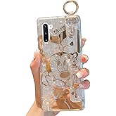 PHOQOYO for Galaxy Note 10 Case Wrist Band Kickstand Cover Ultra Slim IMD Animal Pattern Shockproof Protection Holder Cover for Samsung Galaxy Note 10 (Cartoon Characters)