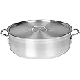 Thunder Group ALSKBP008 Brazier Pot, 40 quart capacity, with cover, 6 mm thick, extra heavy, flat bottom, aluminum, mirror-finish, NSF
