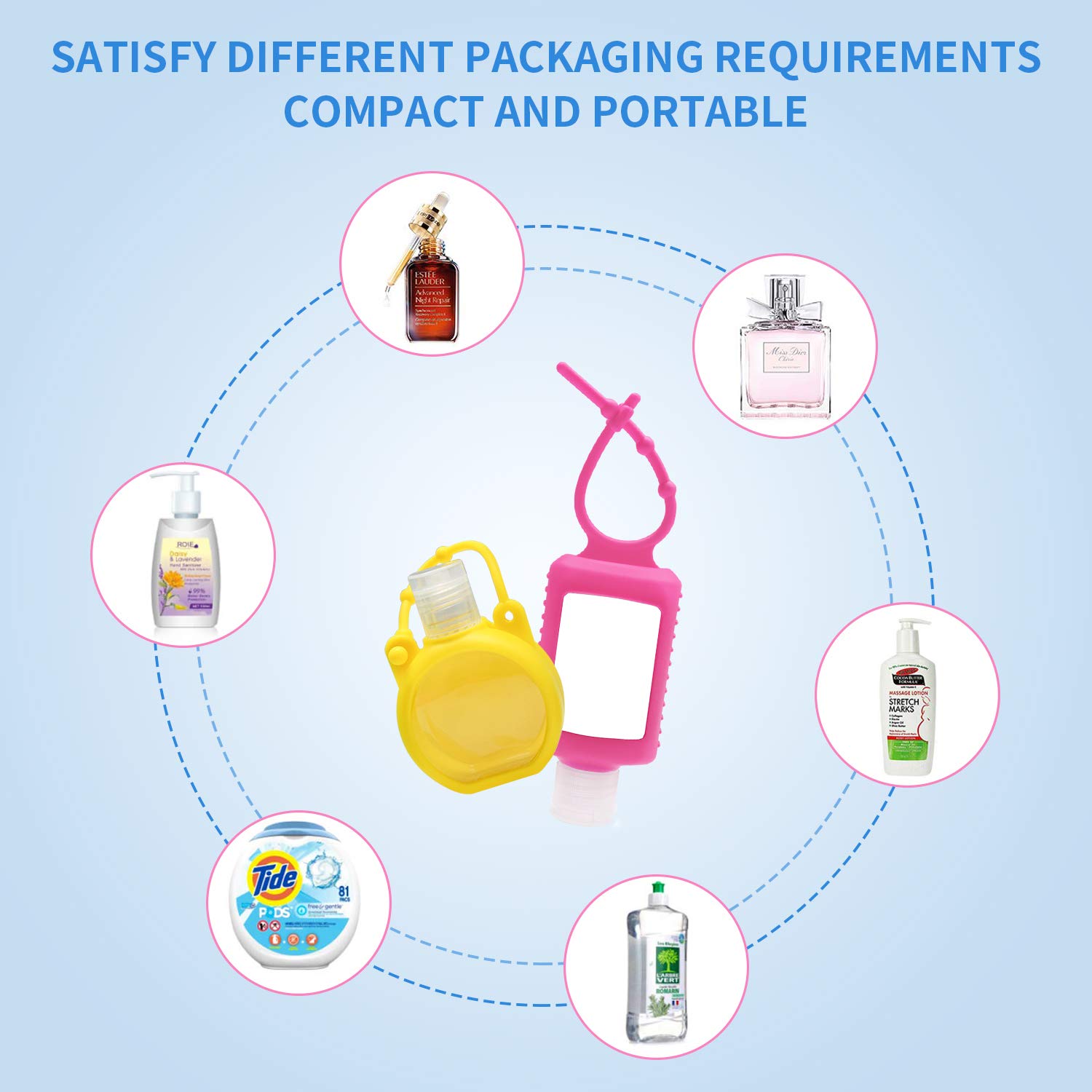 6PCS Toiletries Liquids Refillable Bottles, Refillable Liquid Containers with Flip Cap, Travel Bottles for Toiletry Shampoo, Hand Sanitizer, Lotion Soap, Cosmetic Travel Accessories : Beauty
