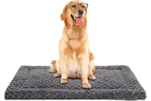 Washable Dog Bed Mat Crate Pad Soft Fluffy Pet Kennel Beds Dog Sleeping Mattress for Large Jumbo Medium Small Dogs, 42 x 28 I