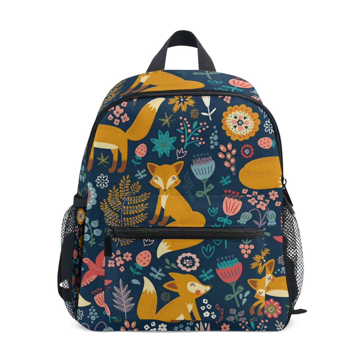 Mini Fox Backpack for Girls Floral Navy Kids Preschool Backpacks Toddlers Purse Kindergarten Book Bags for Teen