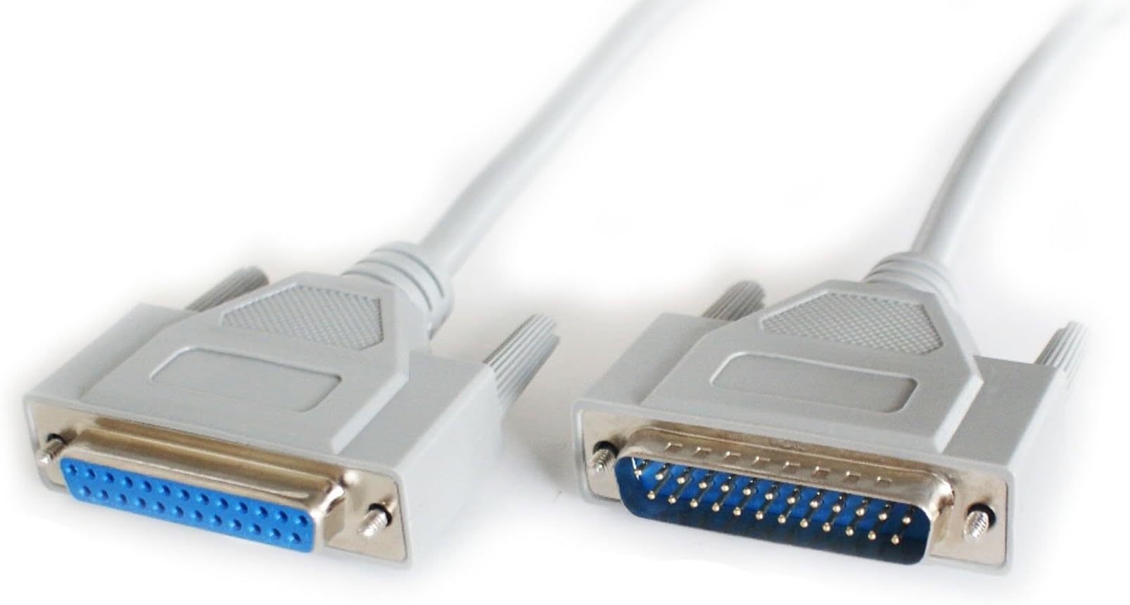 2m 25 Way RS232 Male to Female Straight Cable Lead - Serial Pin DB25 D-Sub - Loops