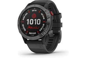 Garmin fenix 6 Pro Solar, Multisport GPS Watch with Solar Charging Capabilities, Advanced Training Features and Data, Slate Gray with Black Band