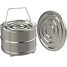 ekovana Stackable Stainless Steel Pressure Cooker Steamer Insert Pans with sling and lid - For Instant Pot Accessories 6 qt