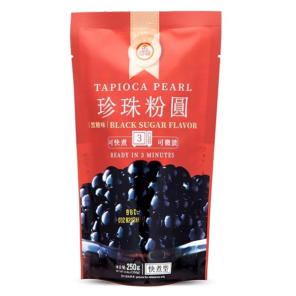 WUFUYUAN BOBA TAPIOCA PEARLS, BLACK SUGAR FLAVOR, QUICK...