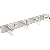 Sagmoc Key Holder Wall Mounted Coat Hook Rack Brushed Nickel 10.6-Inch with 4 Key Hooks for Entryway,Door, Bathroom, Kitchen Foyer, Hallway(304 Stainless Steel,Silver)