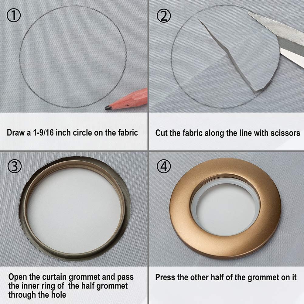 WCIC 32PCS Curtain Grommet Kit 40mm Plastic Eyelet Rings DIY Nanoscale Silencing Roman Rings for Window Shower Curtain Rod Matte Coffee - Image 5