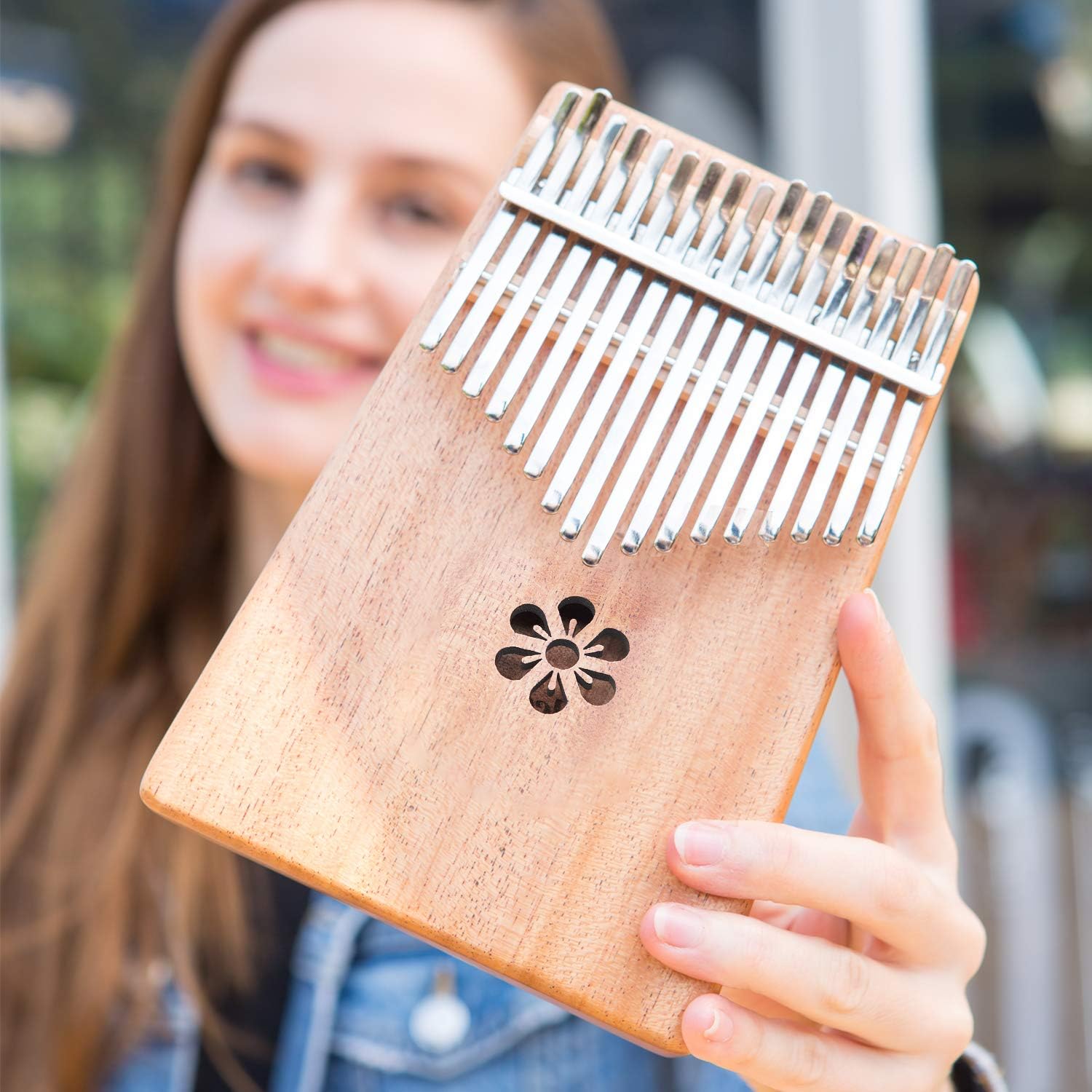 Lexington Kalimba 17 Keys Thumb Piano, Portable Thumb Piano Mbira Sanza Mahogany Body Ore Metal Tines Great Gift