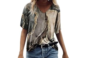 GENERIC Fashion Blouses, Women's Fashion Casual Print V-Neck Short Sleeves Printed T-Shirt