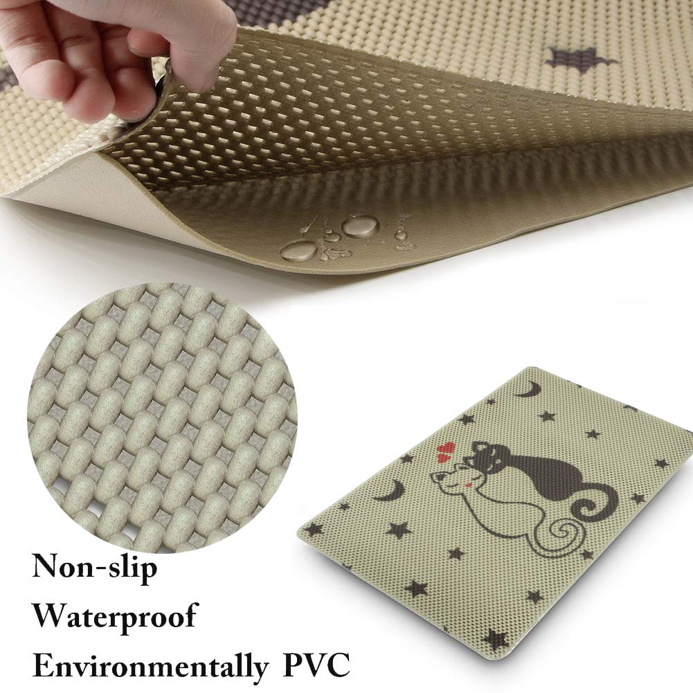 RioRand Cat Litter Mat Trapper Mat 30X18 Inch Honeycomb Double Layer Design Easy Clean Pet Feeding Mat for Litter Boxes