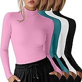 Velvelhall 4 Pack Women's Underscrub Shirts Long Sleeve Mock Turtleneck Slim Fit Scrub Basic Undershirt Tees Tops for Nurse