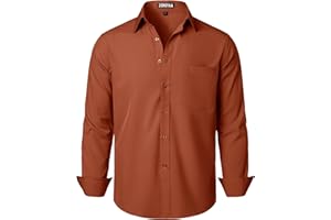 ZEROYAA Men's Regular Fit Dress Shirt Solid Wrinkle-Free Long Sleeve Casual Business Button Up Shirts with Pocket