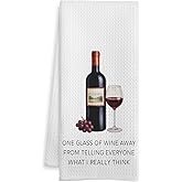 WOTYPU Funny Wine Kitchen Bar Towels, Wine Gifts for Women Men Dish Tea Towel, Alcohol Lover Gifts Decorative Hand Towels for Kitchen Home Bar Cart Decor, 16x24 Inch