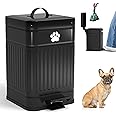 Small Dog Poop Trash Can Outside, 1.3 Gal Metal Indoor Outdoor Trash Can with Lid for Dog Poop, Dog Waste Container with Pedal, Dog Poop Garbage Can, Dog Poop Trash Can, Backyard Odor Control, 30 Bags