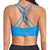 Comper Sports Bras for Women Cross Back Sexy Strappy Sport Bras Medium Support Yoga Gym Workouts Bra with Removable Pads