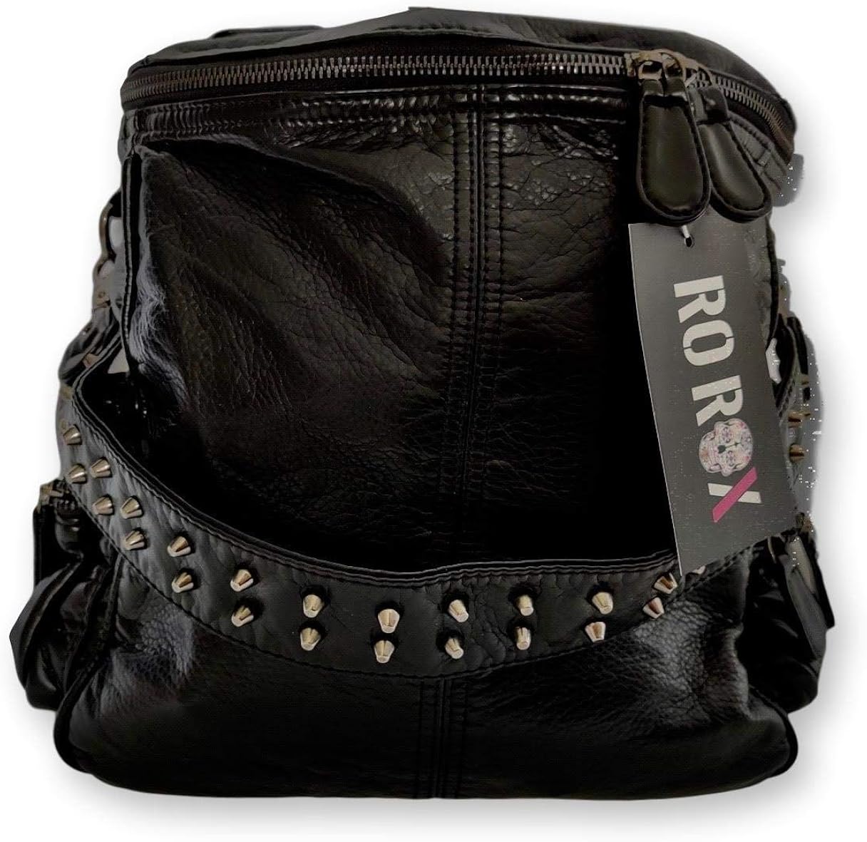 Ro Rox Calamity Womens PU Punk Gothic School Uni Studded Backpack - Black - Image 3