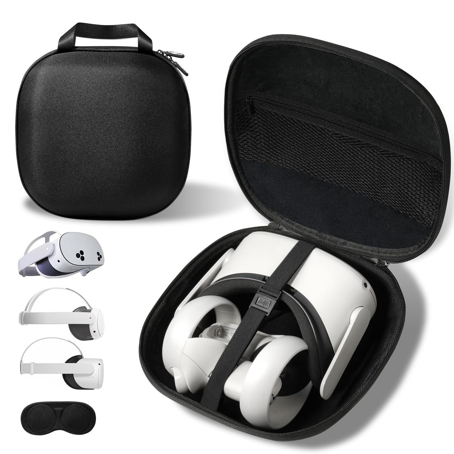 sarlar Compact Hard Carrying Case and Bulid-in Lens Protector Cover Compatible with Meta Quest 3S/Quest 3/Quest 2/Apple Vision Pro Accessories, Lightweight and Portable for Travel and Home Storage