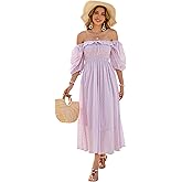R.Vivimos Women Summer Half Sleeve Cotton Ruffled Vintage Elegant Backless A Line Flowy Long Dresses